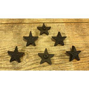 SIX Cast Iron Star Cabinet Knobs Pulls 10310